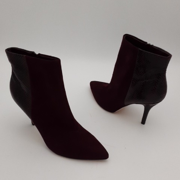 Nine West Elegant Burgundy Ankle Boots Heeled Event Party Women 9.5M Y2k Boho - Picture 1 of 14